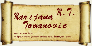 Marijana Tomanović vizit kartica
